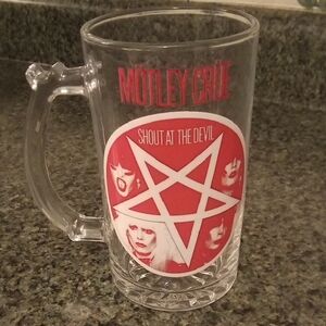 Motley Crue!! Red and Clear Glass Mug
